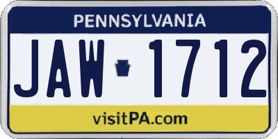 PA license plate JAW1712
