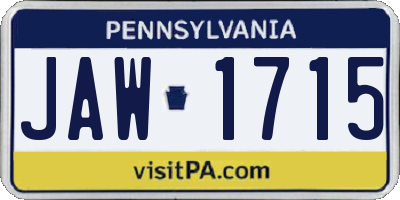 PA license plate JAW1715