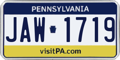 PA license plate JAW1719