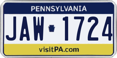 PA license plate JAW1724