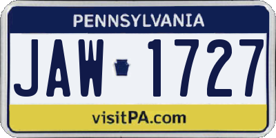 PA license plate JAW1727