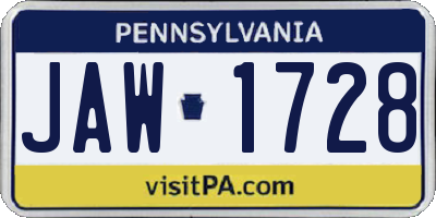 PA license plate JAW1728