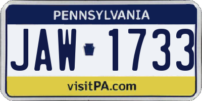 PA license plate JAW1733