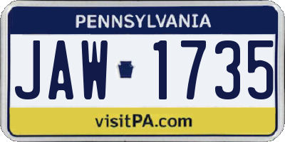 PA license plate JAW1735