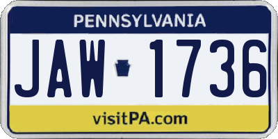 PA license plate JAW1736