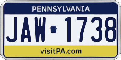 PA license plate JAW1738