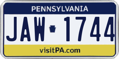 PA license plate JAW1744