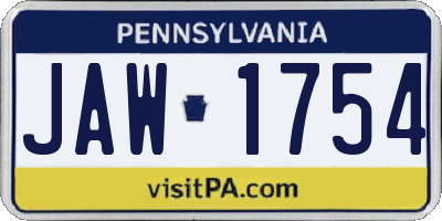 PA license plate JAW1754