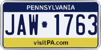PA license plate JAW1763