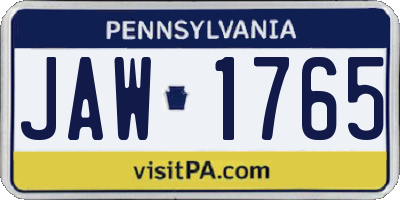 PA license plate JAW1765