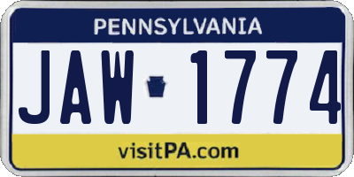 PA license plate JAW1774