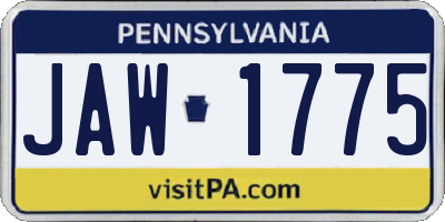 PA license plate JAW1775