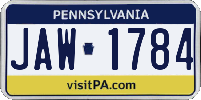 PA license plate JAW1784