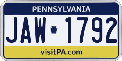 PA license plate JAW1792