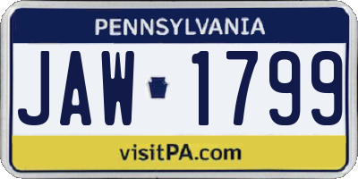 PA license plate JAW1799