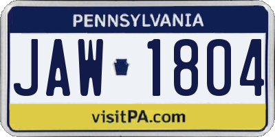 PA license plate JAW1804