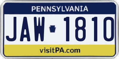 PA license plate JAW1810