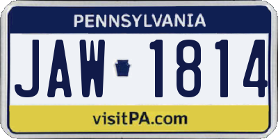 PA license plate JAW1814