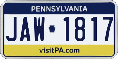 PA license plate JAW1817