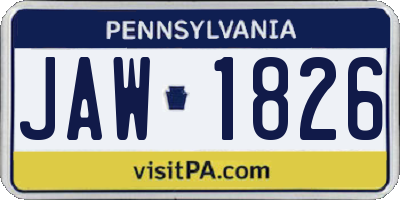 PA license plate JAW1826