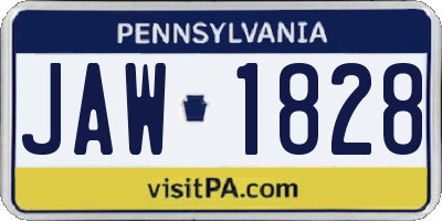 PA license plate JAW1828