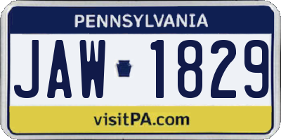 PA license plate JAW1829