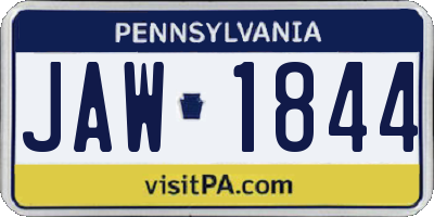 PA license plate JAW1844