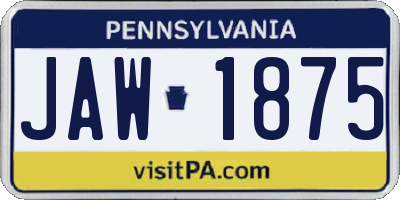 PA license plate JAW1875