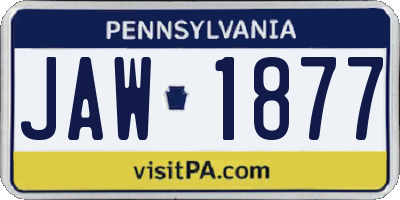 PA license plate JAW1877