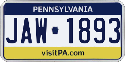 PA license plate JAW1893