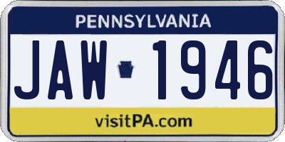 PA license plate JAW1946