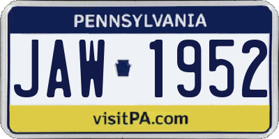 PA license plate JAW1952