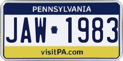 PA license plate JAW1983