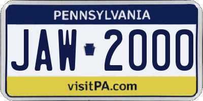 PA license plate JAW2000