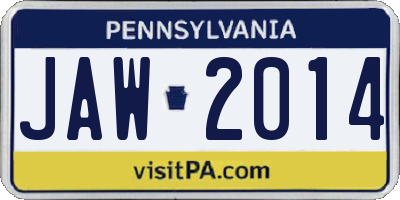 PA license plate JAW2014