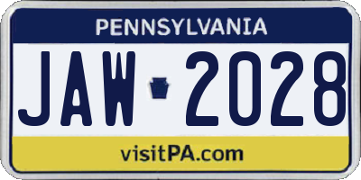 PA license plate JAW2028