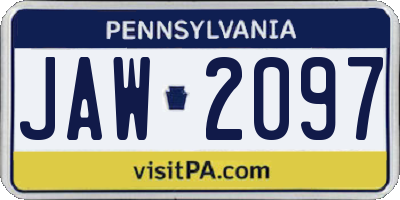 PA license plate JAW2097