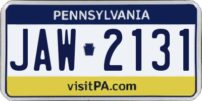 PA license plate JAW2131