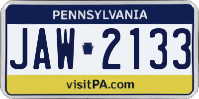 PA license plate JAW2133