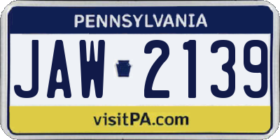 PA license plate JAW2139