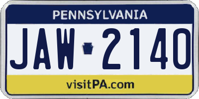 PA license plate JAW2140