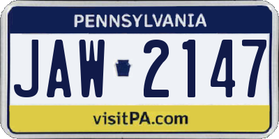 PA license plate JAW2147