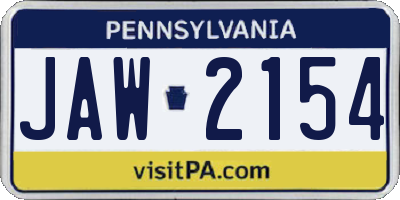 PA license plate JAW2154