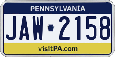 PA license plate JAW2158