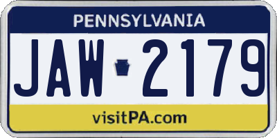 PA license plate JAW2179