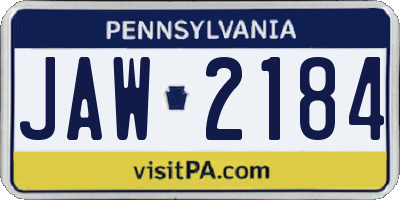 PA license plate JAW2184
