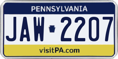 PA license plate JAW2207