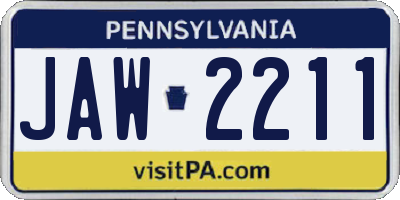 PA license plate JAW2211
