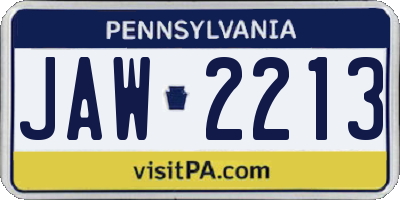 PA license plate JAW2213