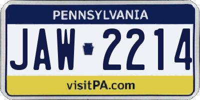 PA license plate JAW2214